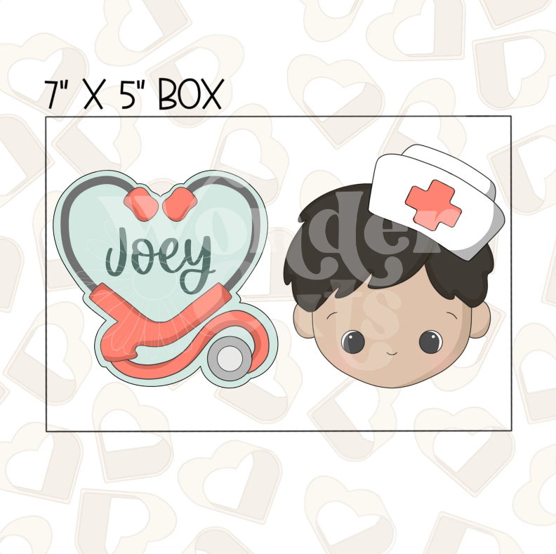 Stethoscope Heart with Nurse Set of 2 Cookie Cutter