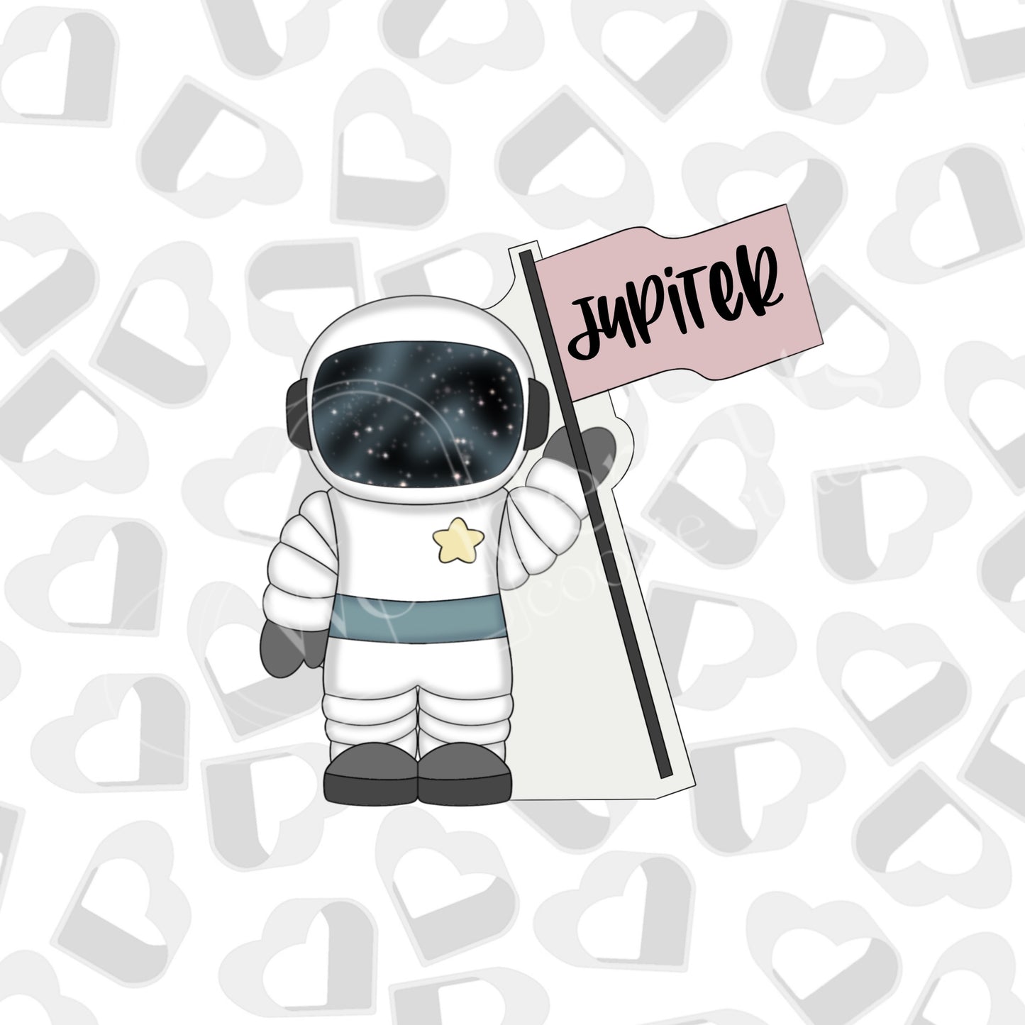 Astronaut Holding Flag Cookie Cutter