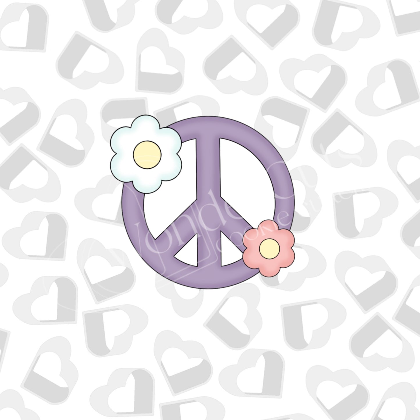 Floral Peace Sign Cookie Cutter (No Cut Outs)
