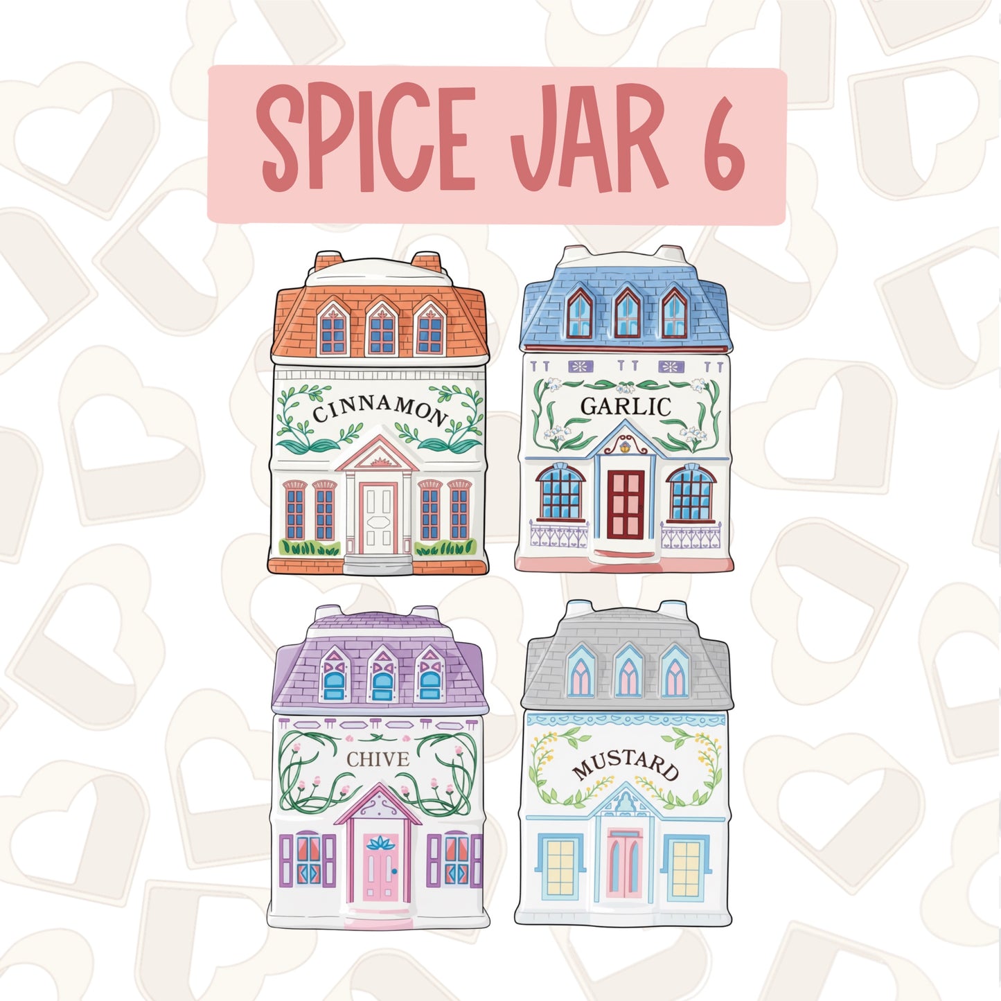 Vintage Spice Jars Cookie Cutters Set of 6