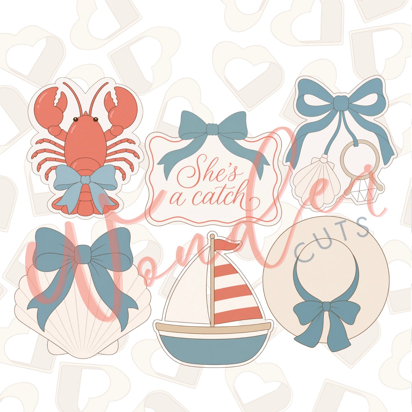 Coastal Bride Bundle Cookie Cutters Set of 6
