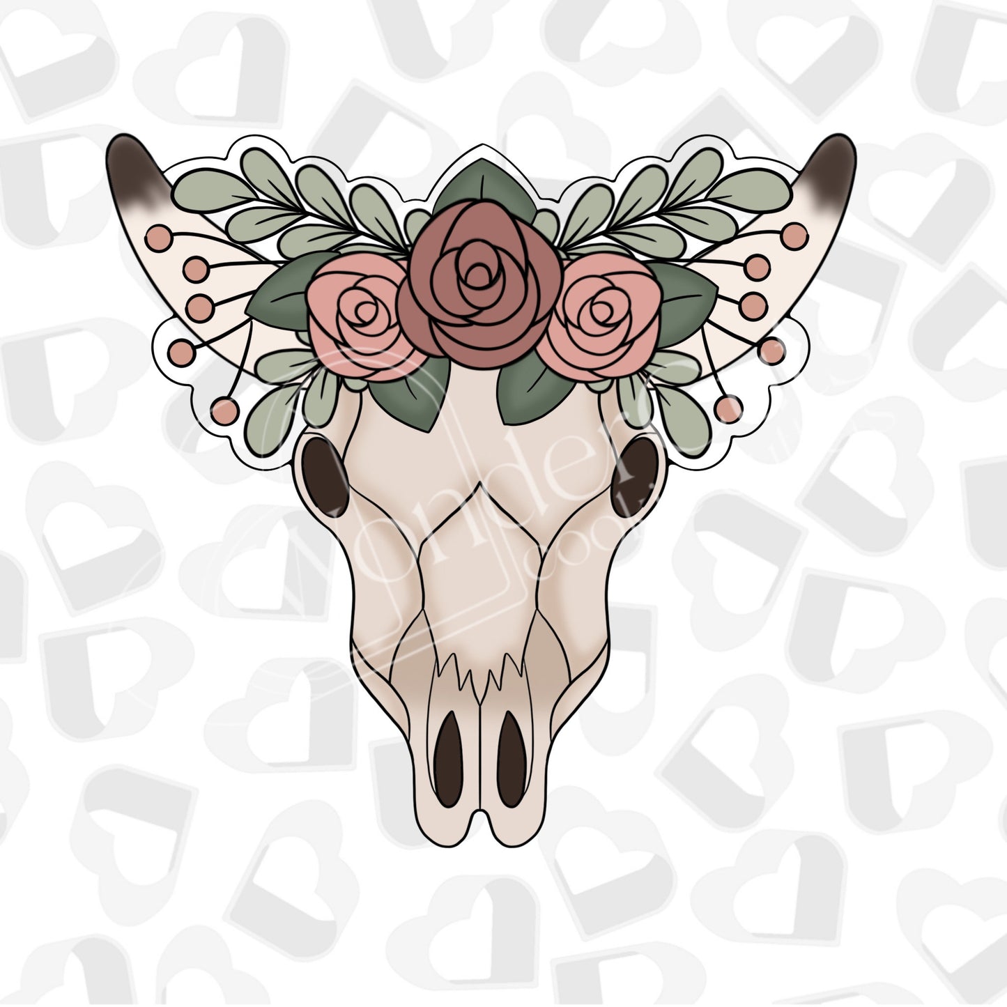 Floral Cow Skull Cookie Cutter