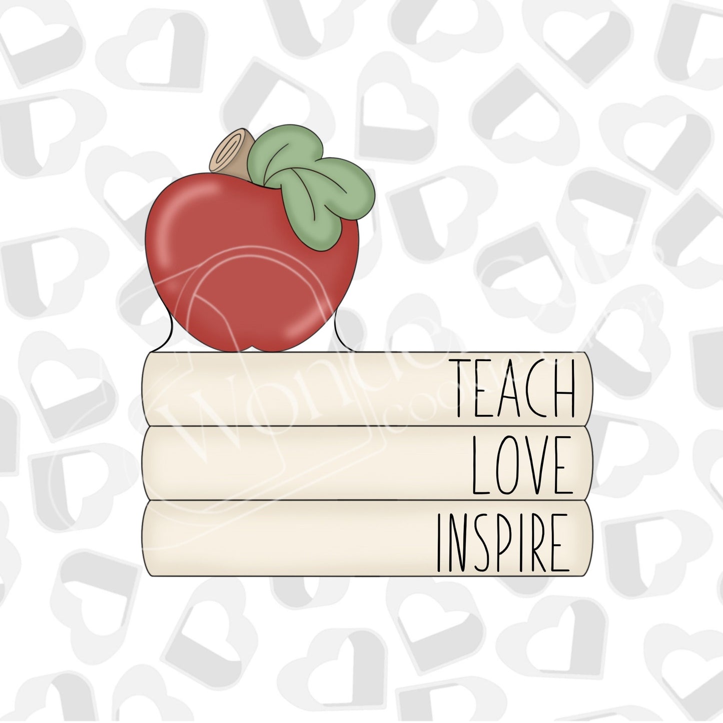 Teacher Stacked Books w/ Apple Cookie Cutter