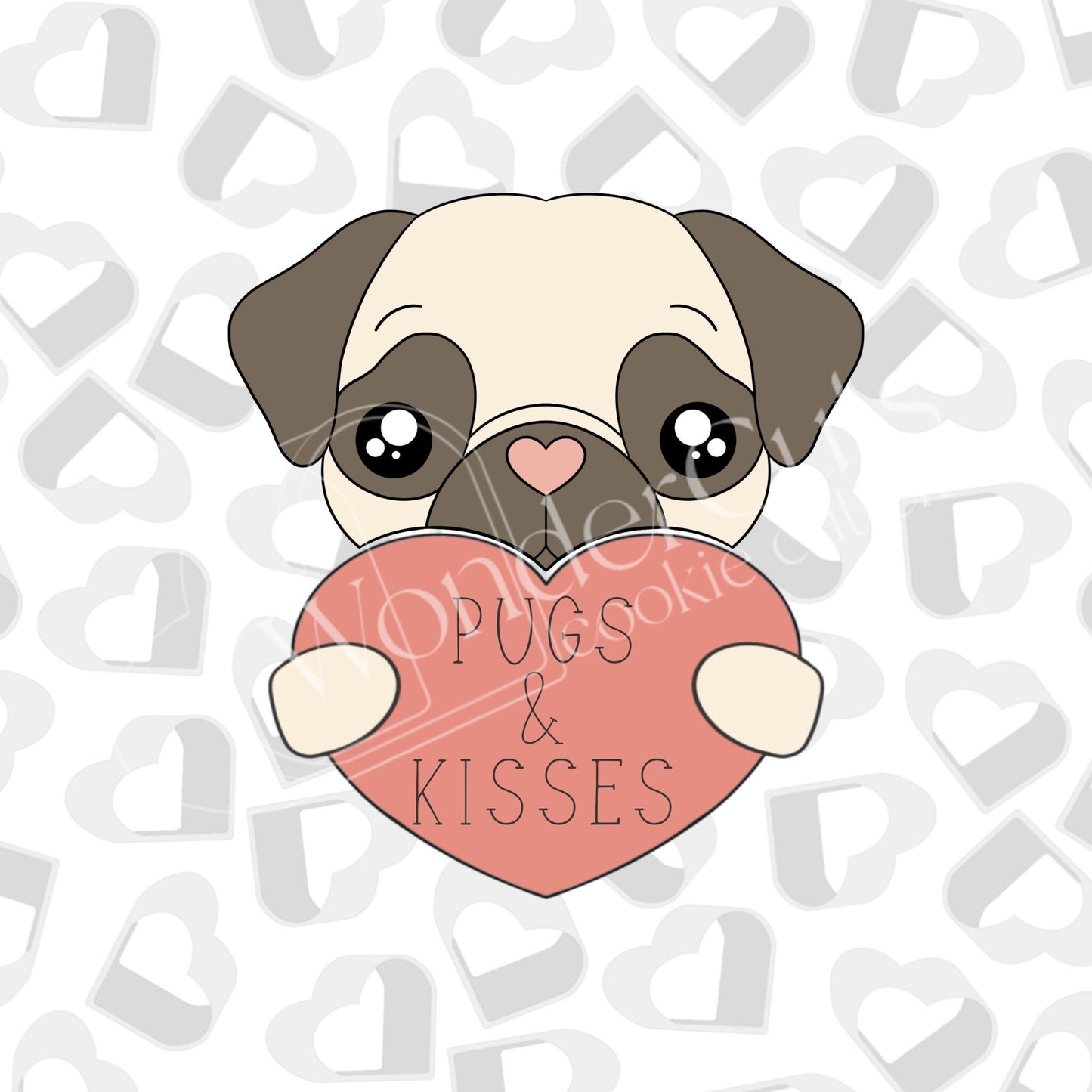 Pug Holding Heart- Set of 2 Cookie Cutter