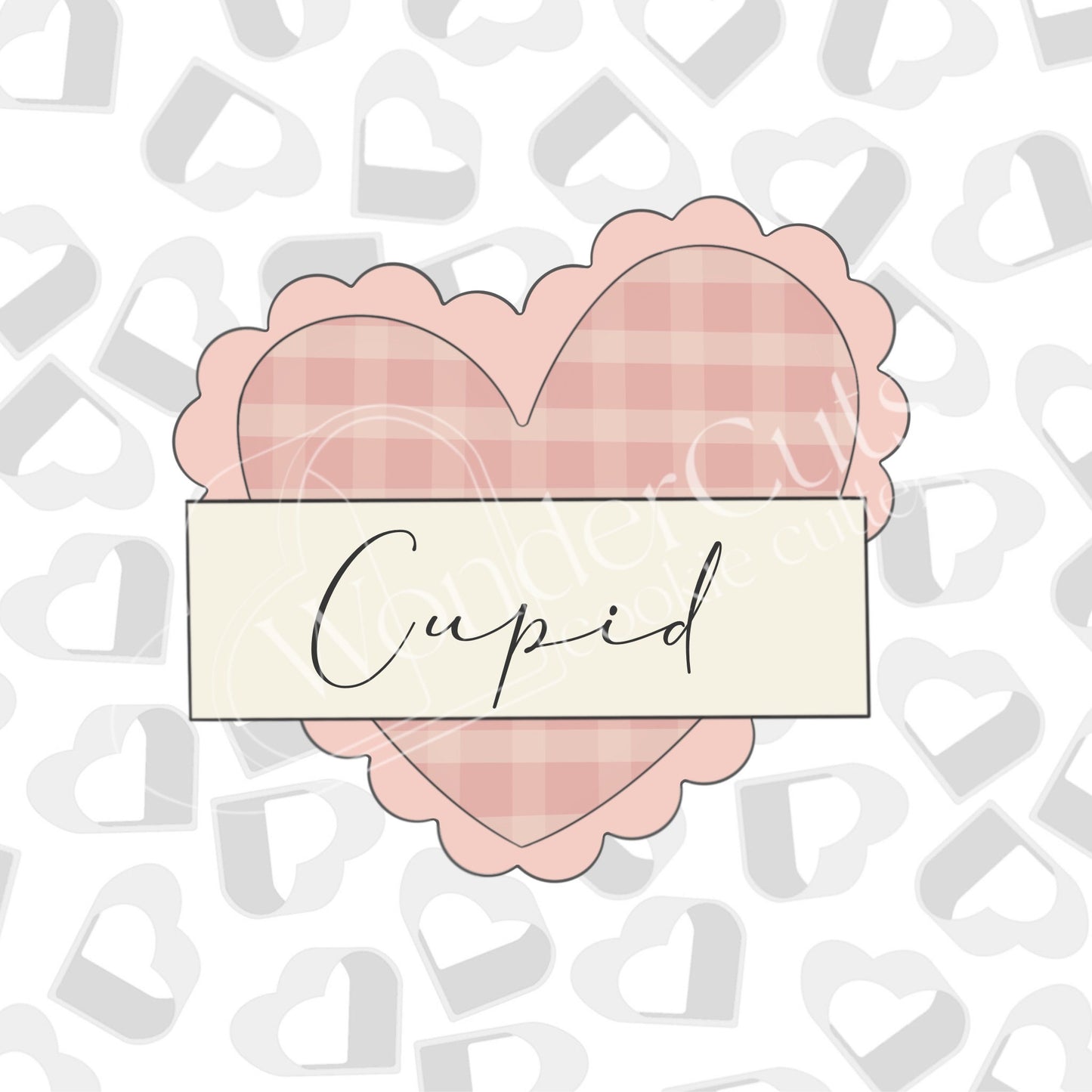 Scalloped Wonky Heart -Name Plaque- Cookie Cutter