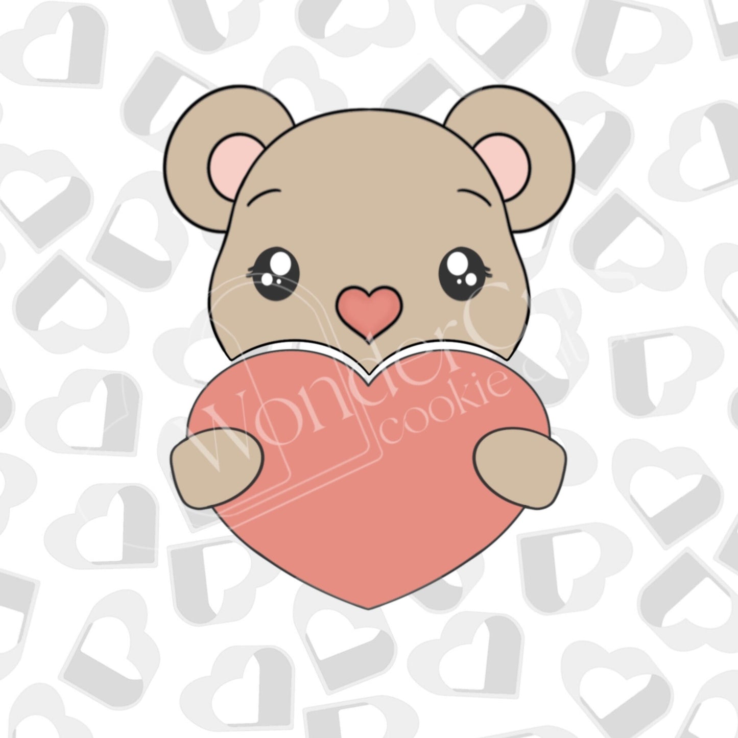 Valentine Boy Bear Holding Heart- Set of 2 Cookie Cutter