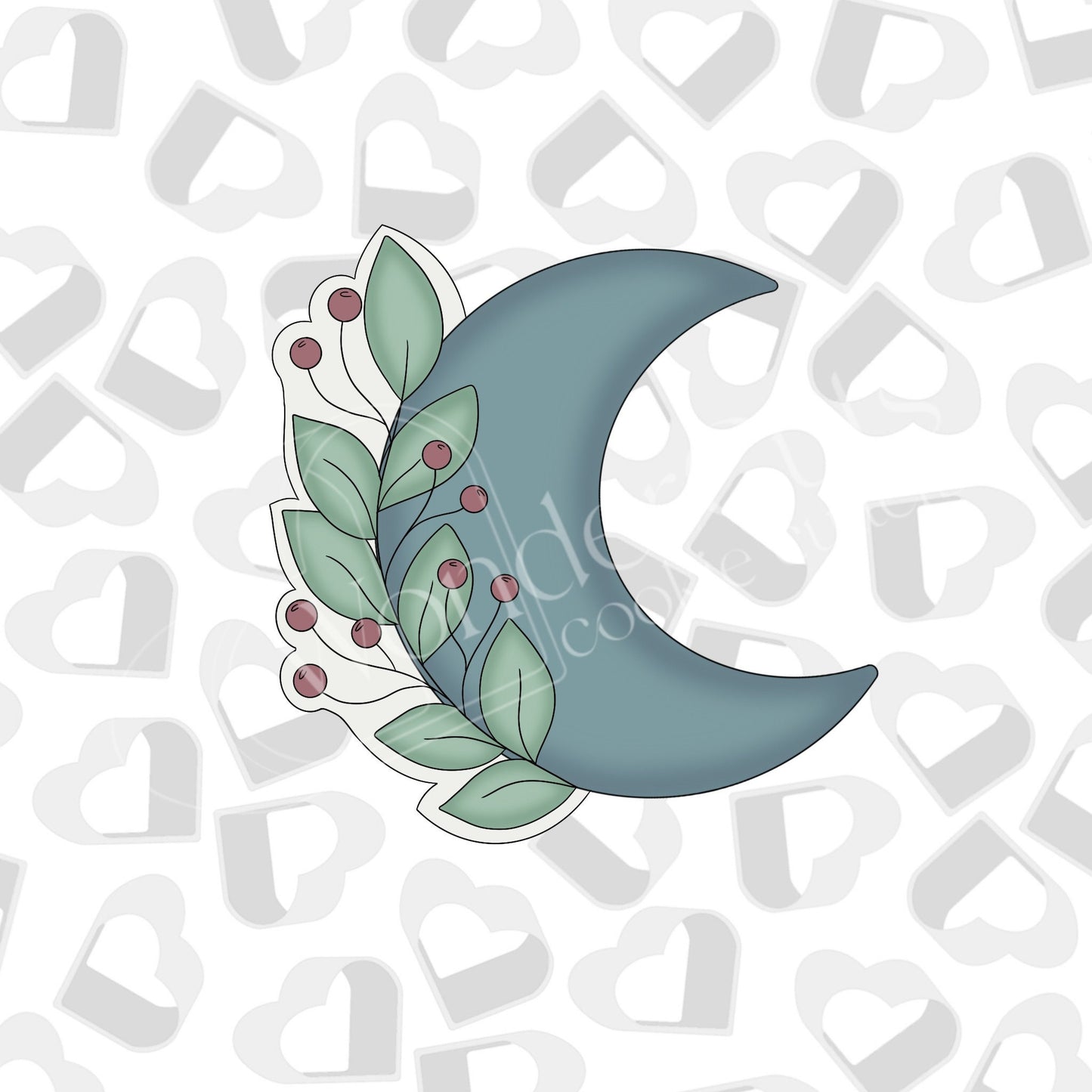 Greenery Crescent Moon Cookie Cutter