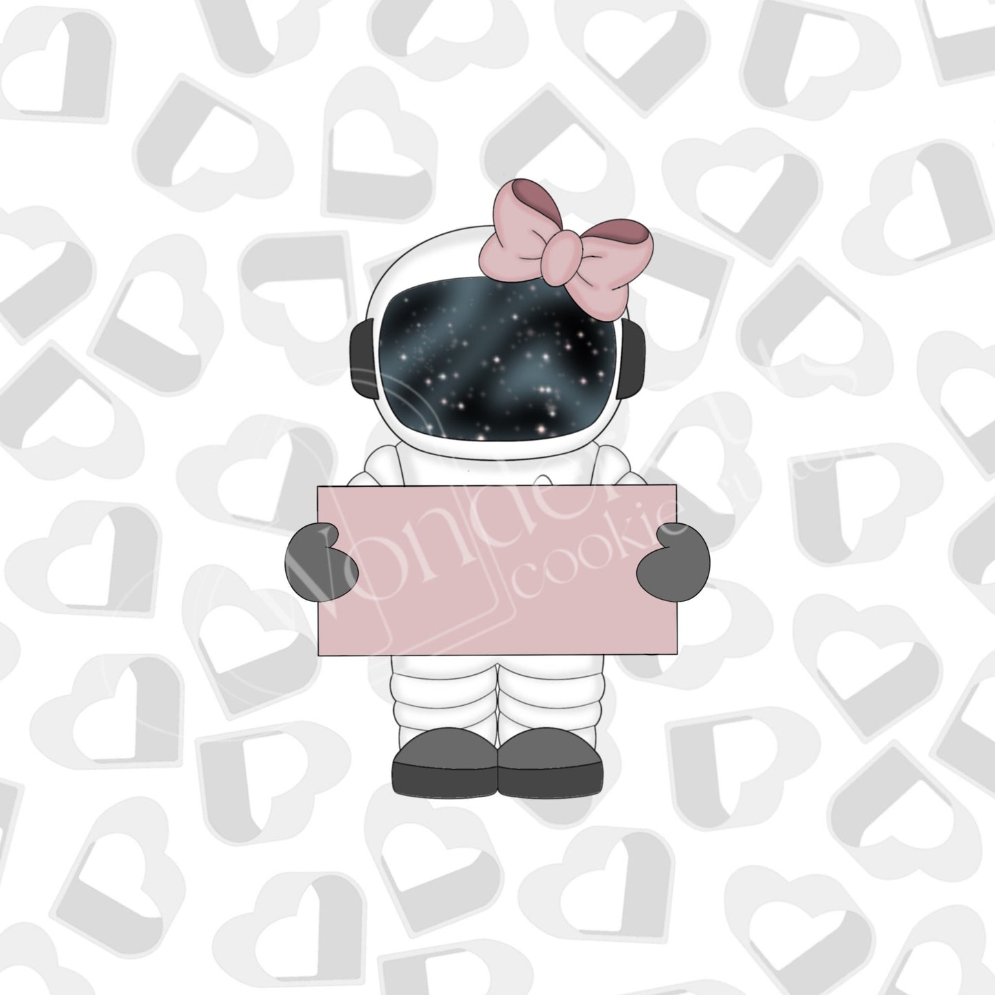 Girly Astronaut Holding Plaque Cookie Cutter