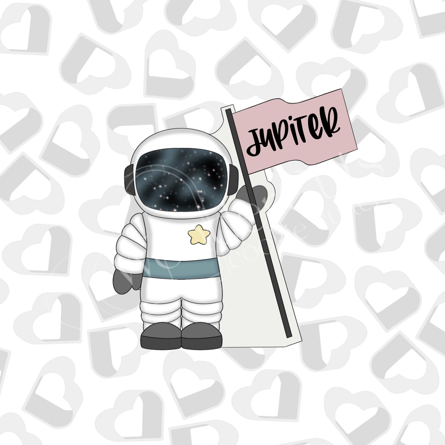 Astronaut Holding Flag Cookie Cutter