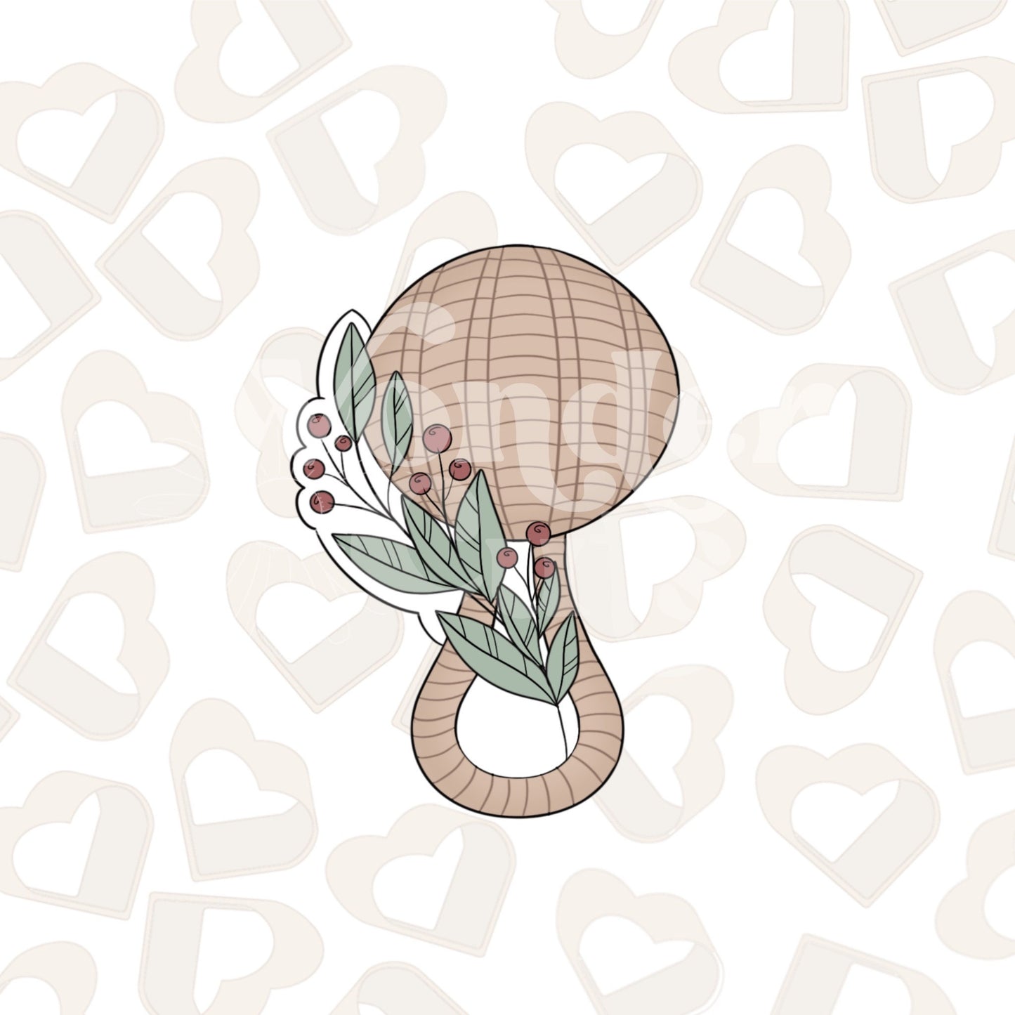 Floral Rattan Baby Rattle Cookie Cutter