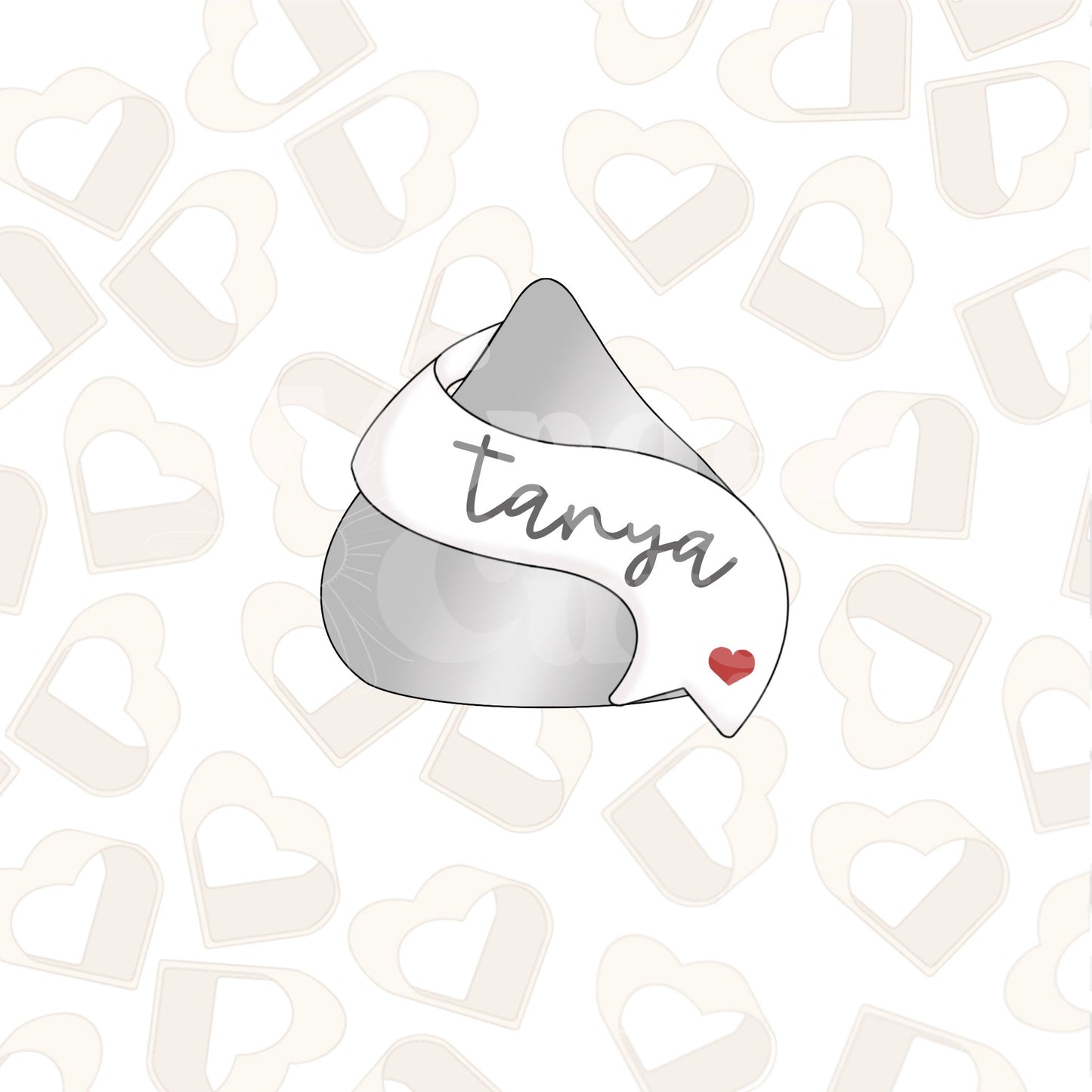 Kiss with Name Banner Cookie Cutter
