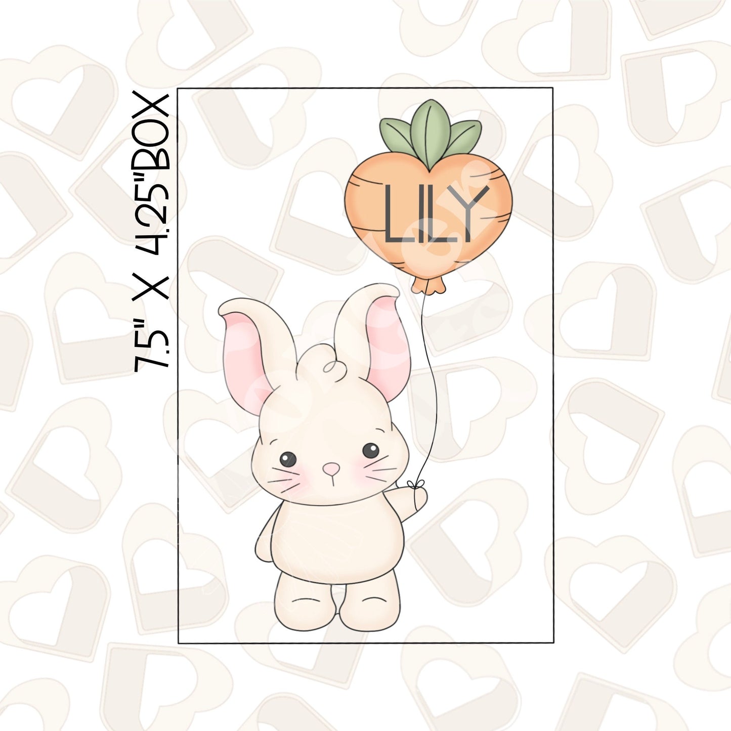 Bunny with Carrot Heart Balloon Cookie Cutter