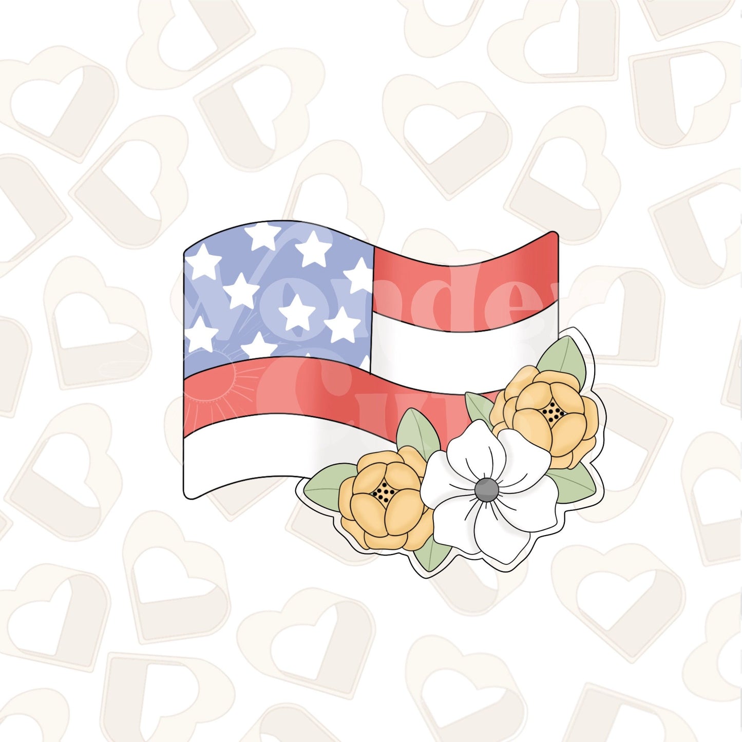 Floral Waving Flag Cookie Cutter