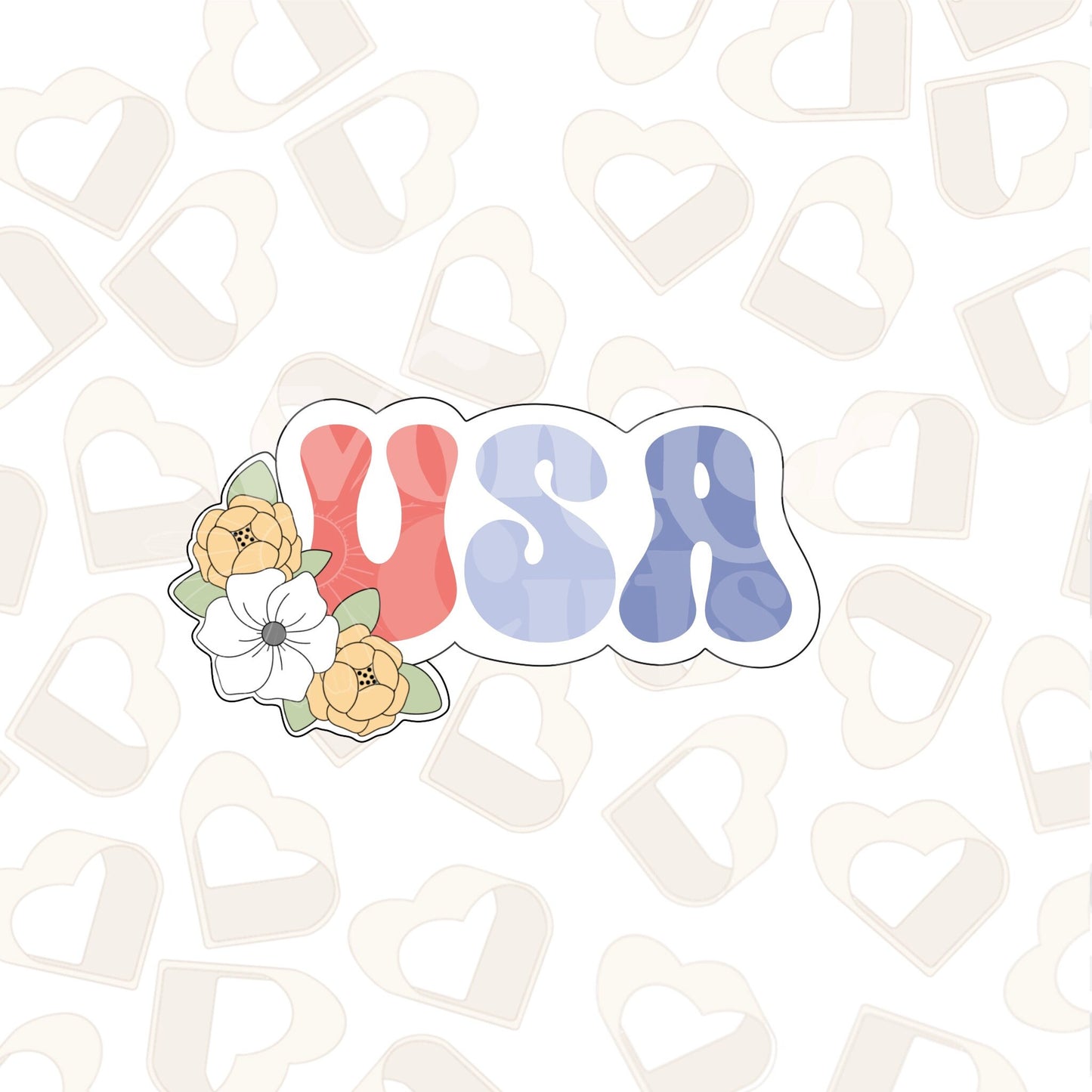 Floral USA Cookie Cutter