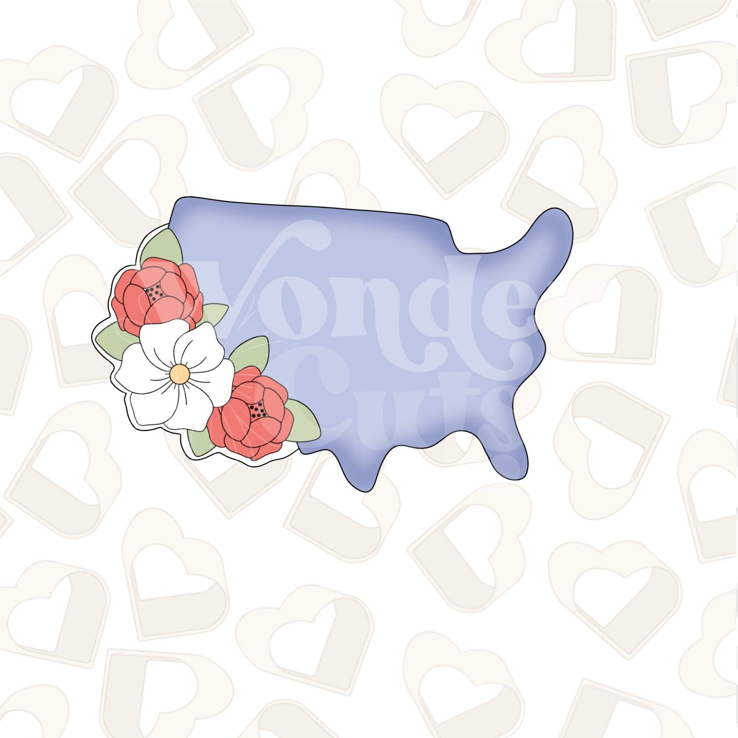 Floral United States Cookie Cutter