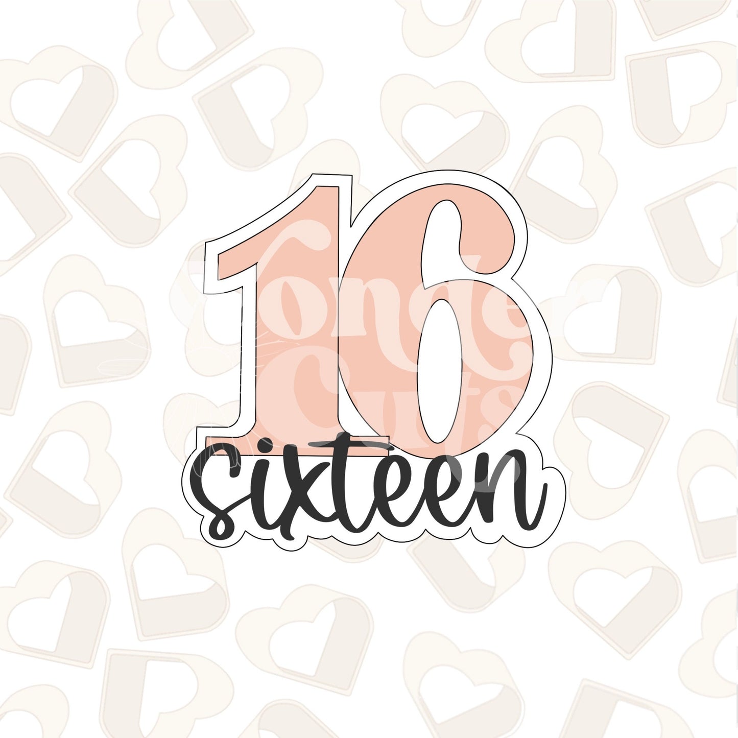 Worded Number 16 Cookie Cutter