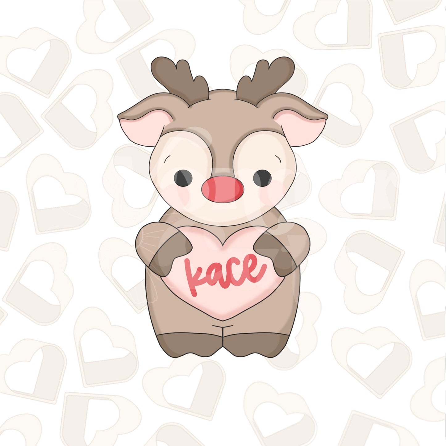 Reindeer Holding Heart Cookie Cutter