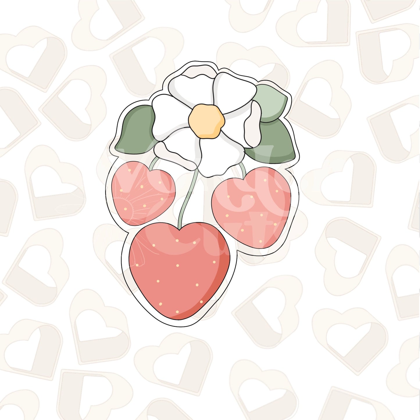 Floral Heart Strawberries Cookie Cutter