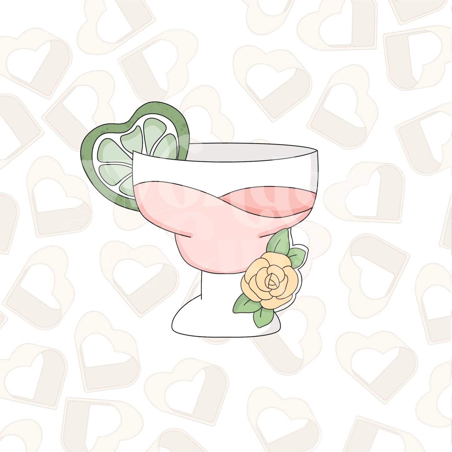 Floral Margarita Glass Cookie Cutter