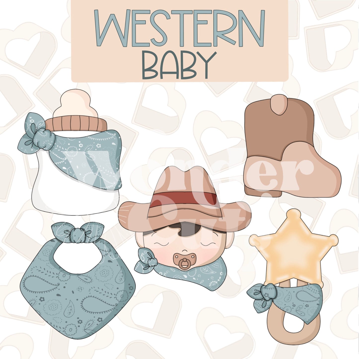Western Baby Collection- Set of 5 - Baby Cookie Cutter