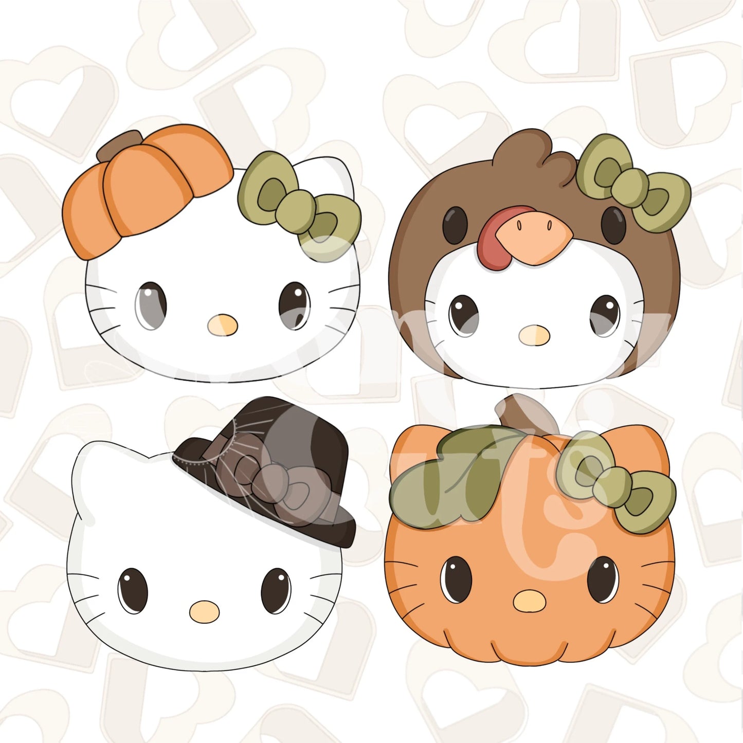 Thanksgiving Kitties Set of 4 Cookie Cutter