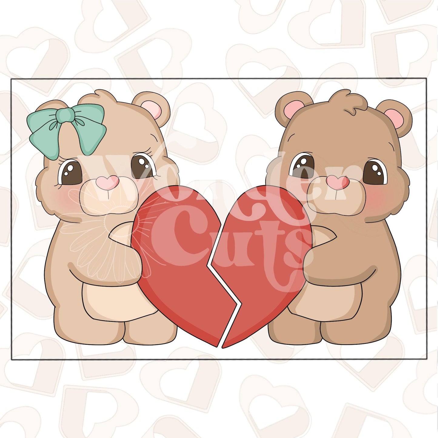 Valentine Bears with Heart Set of 2 Cookie Cutter