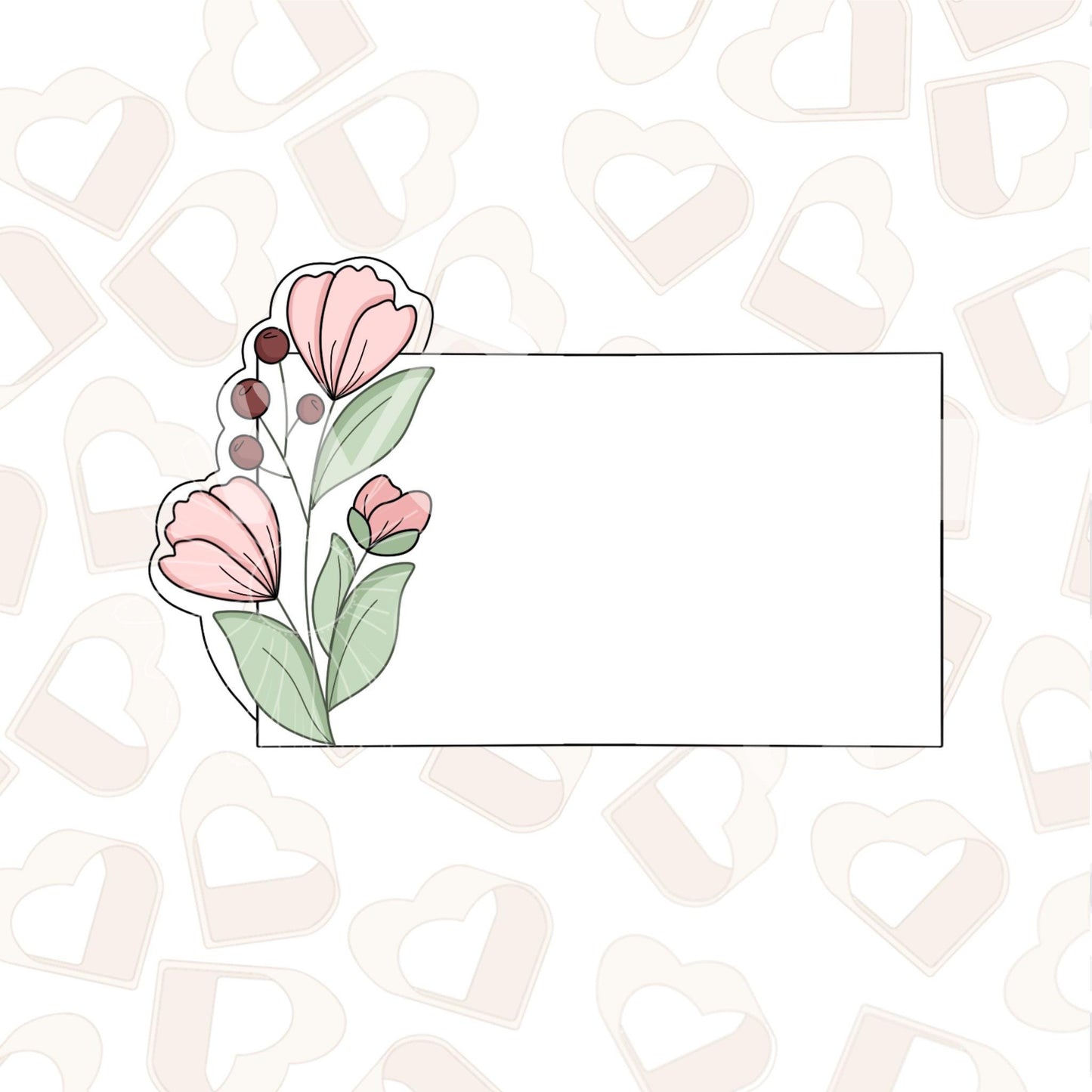 Floral Rectangle Plaque 2 Cookie Cutter