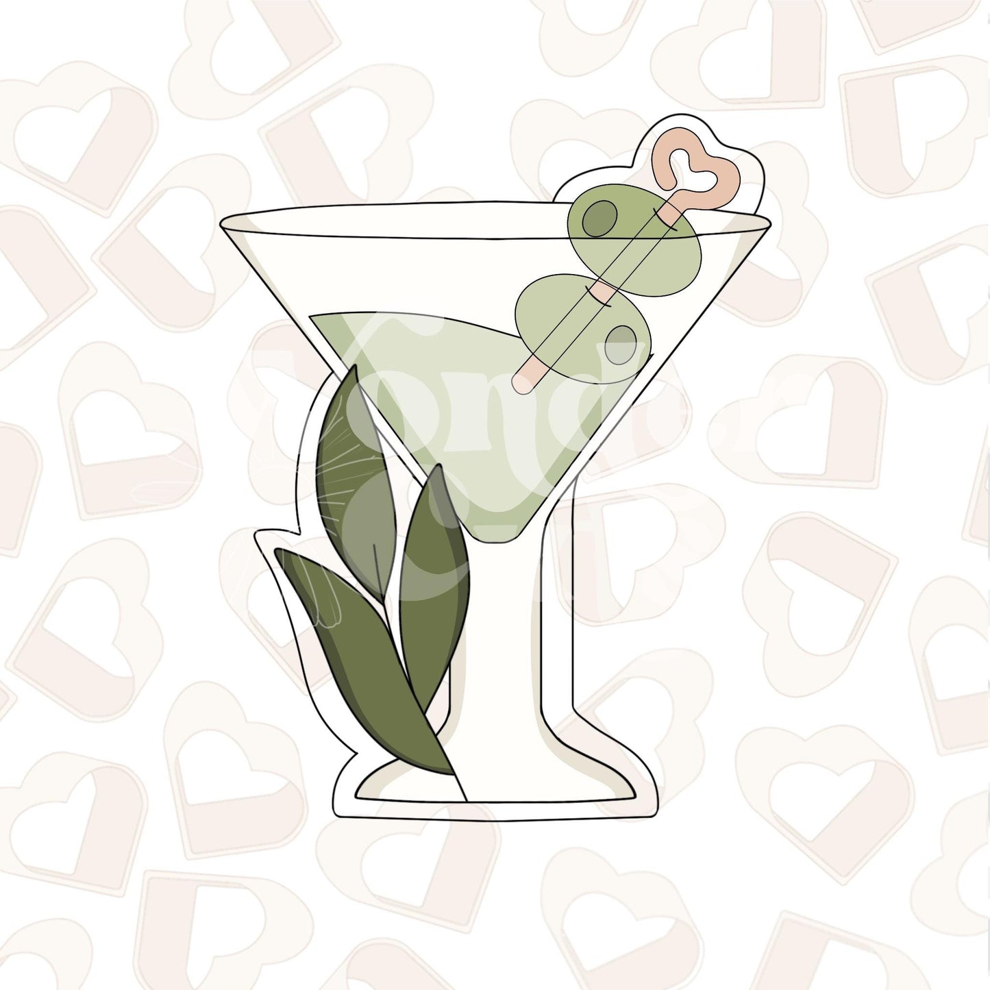 Greenery Martini Glass Cookie Cutter