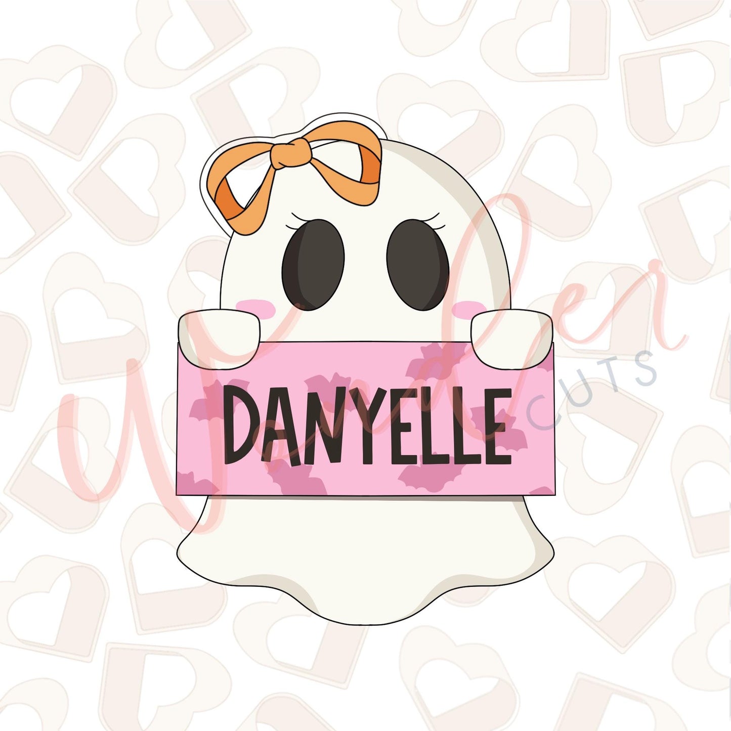 Girly Ghost Name Plaque Cookie Cutter