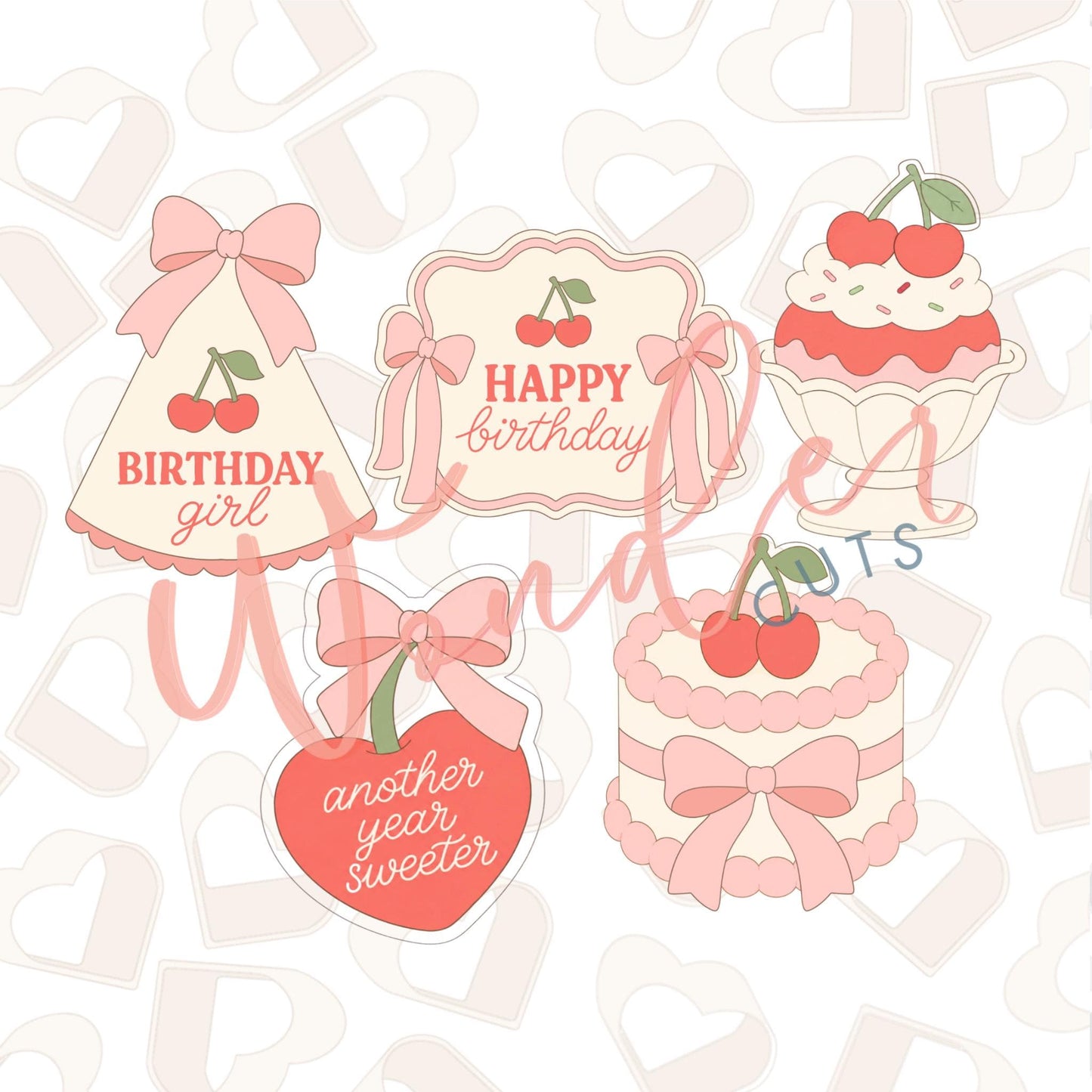 Cherry Sweet Birthday Set of 5 Cookie Cutter
