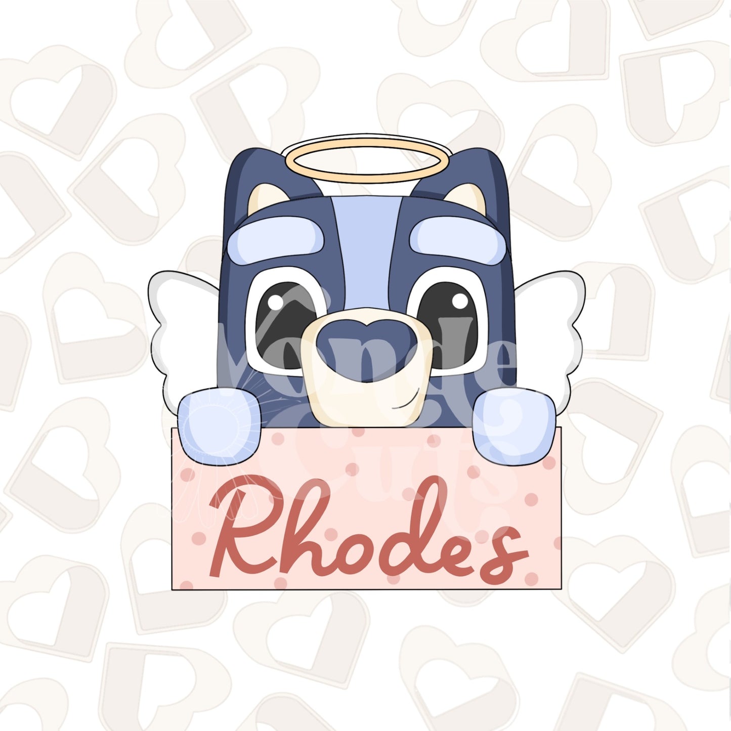 Cupid Blue Dog Name Plaque- Instant Download STL