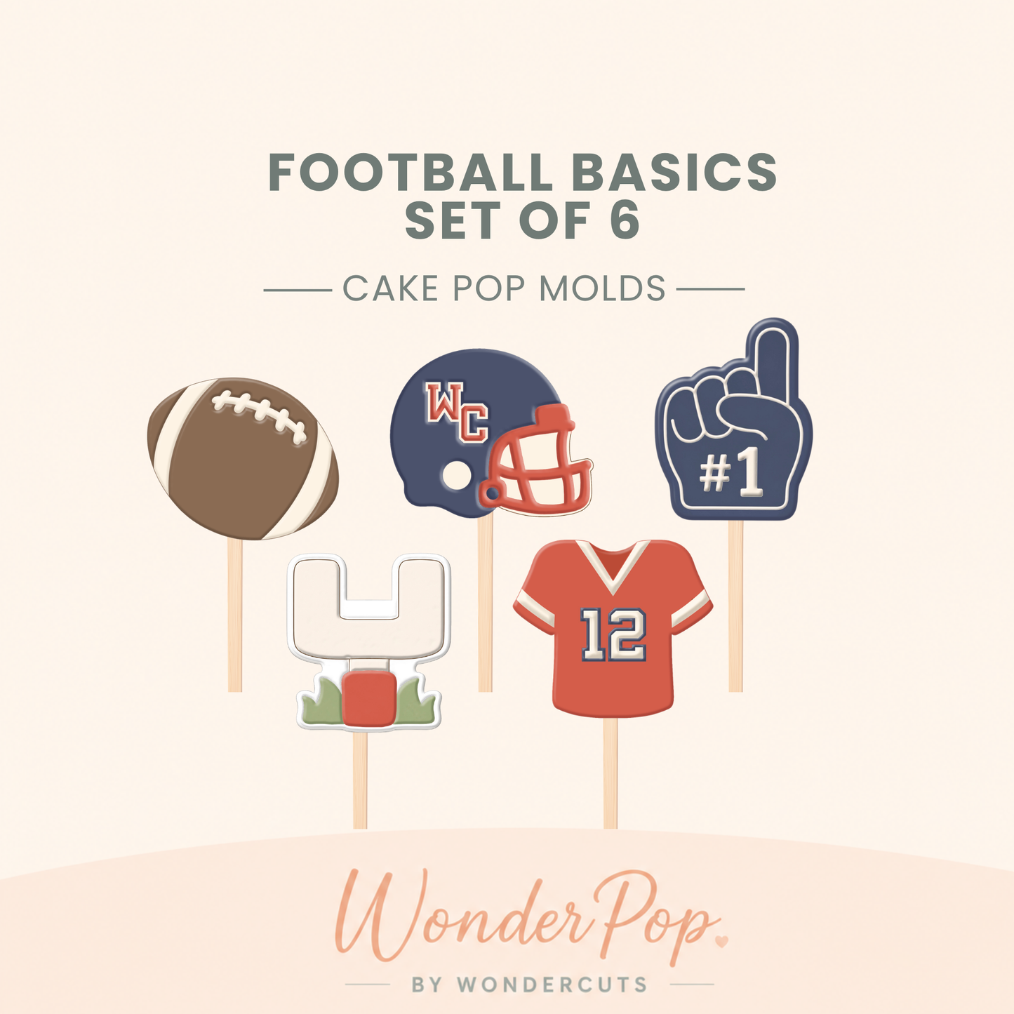 Football Cake Pop Molds Set of 5