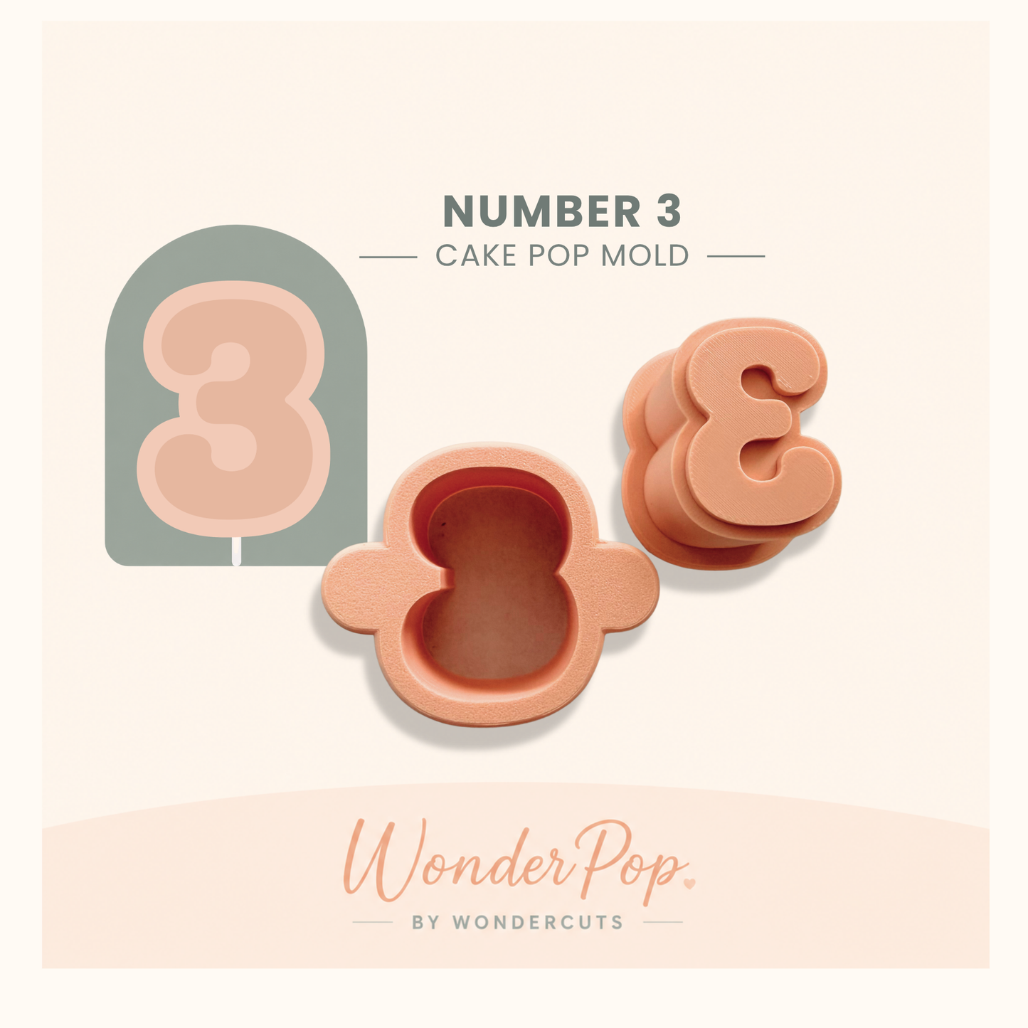 Number 3 Cake Pop Mold