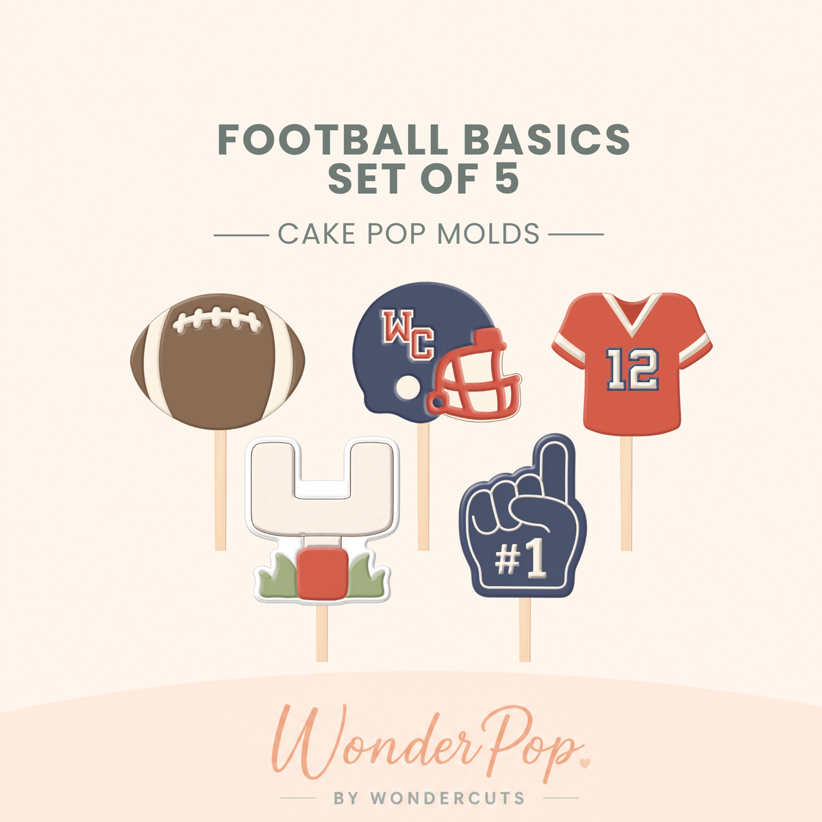 Football Cake Pop Molds Set of 5