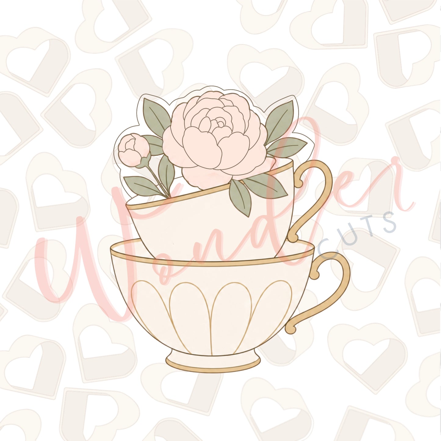Floral Stacked Teacups Cookie Cutter
