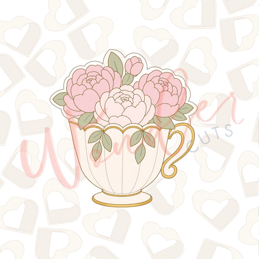 Peony Teacup Cookie Cutter