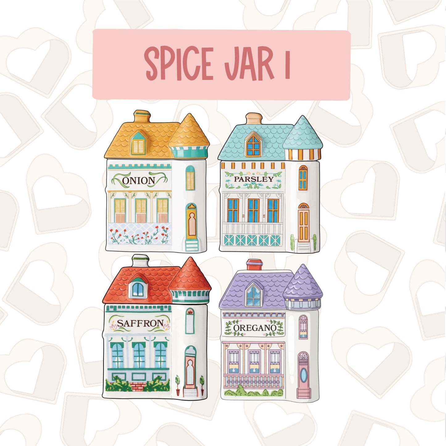 Vintage Spice Jars Cookie Cutters Set of 6