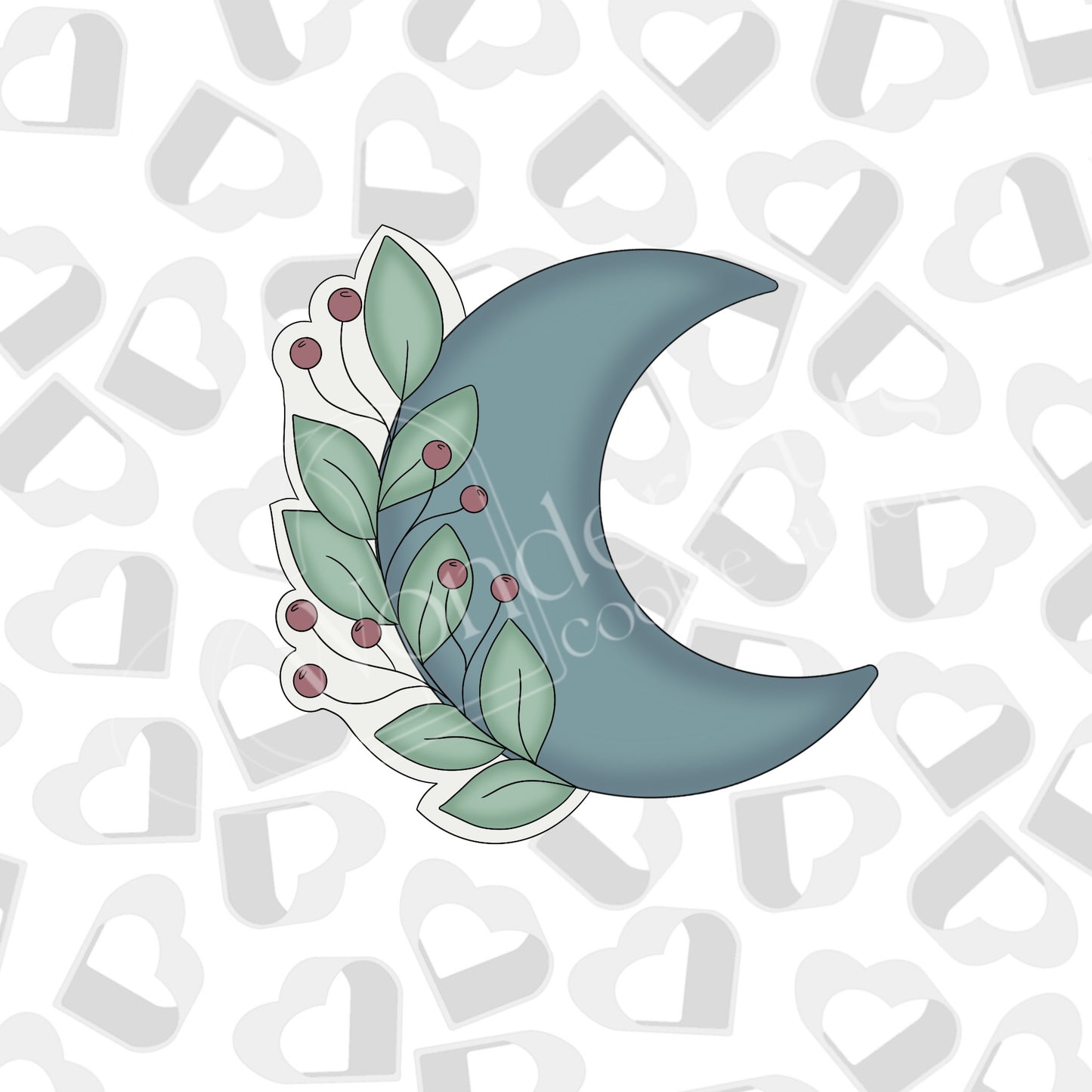 Greenery Crescent Moon Cookie Cutter