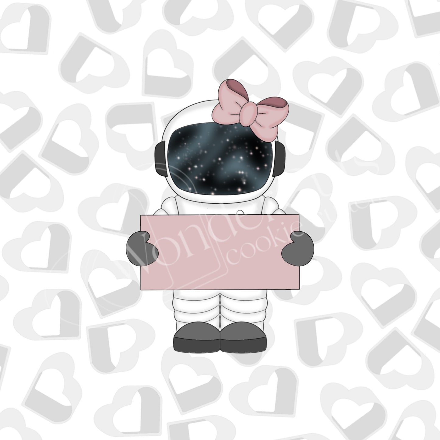 Girly Astronaut Holding Plaque Cookie Cutter