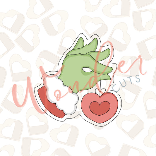 Fuzzy Green Hand with Heart Cookie Cutter