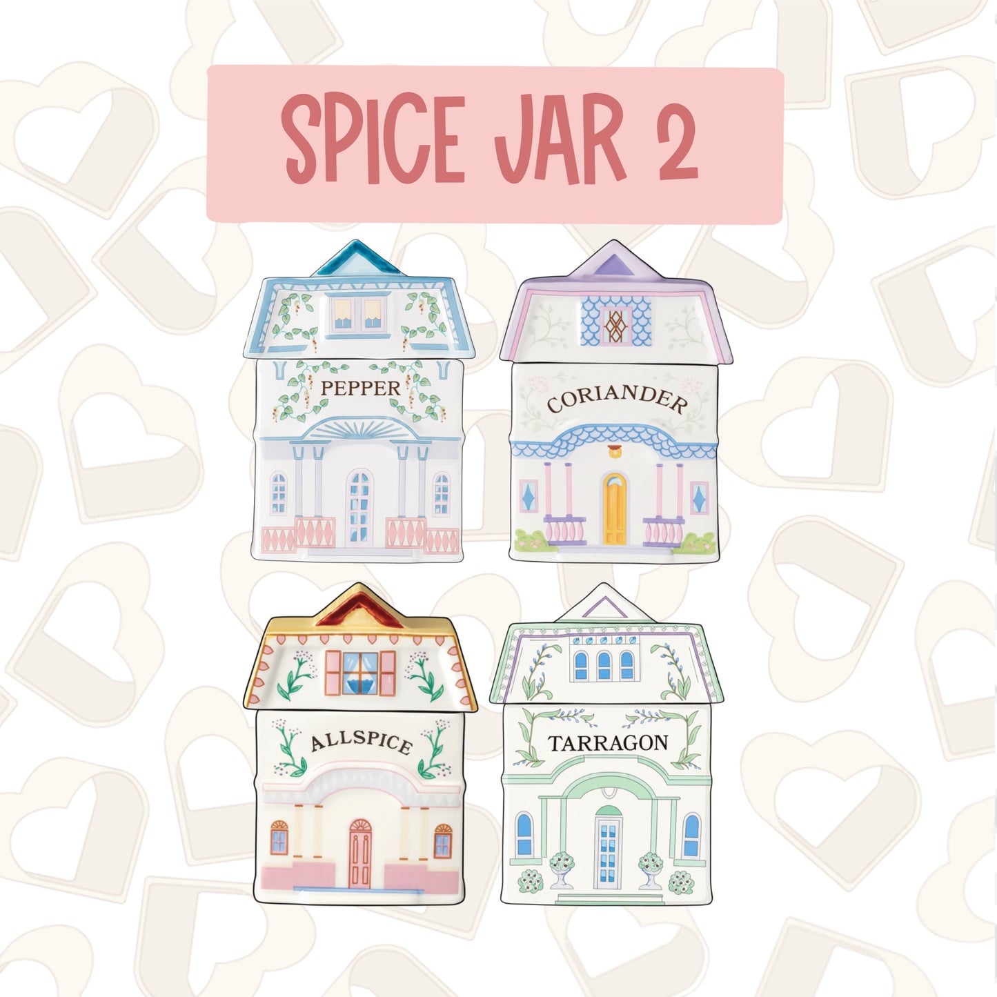 Vintage Spice Jars Cookie Cutters Set of 6