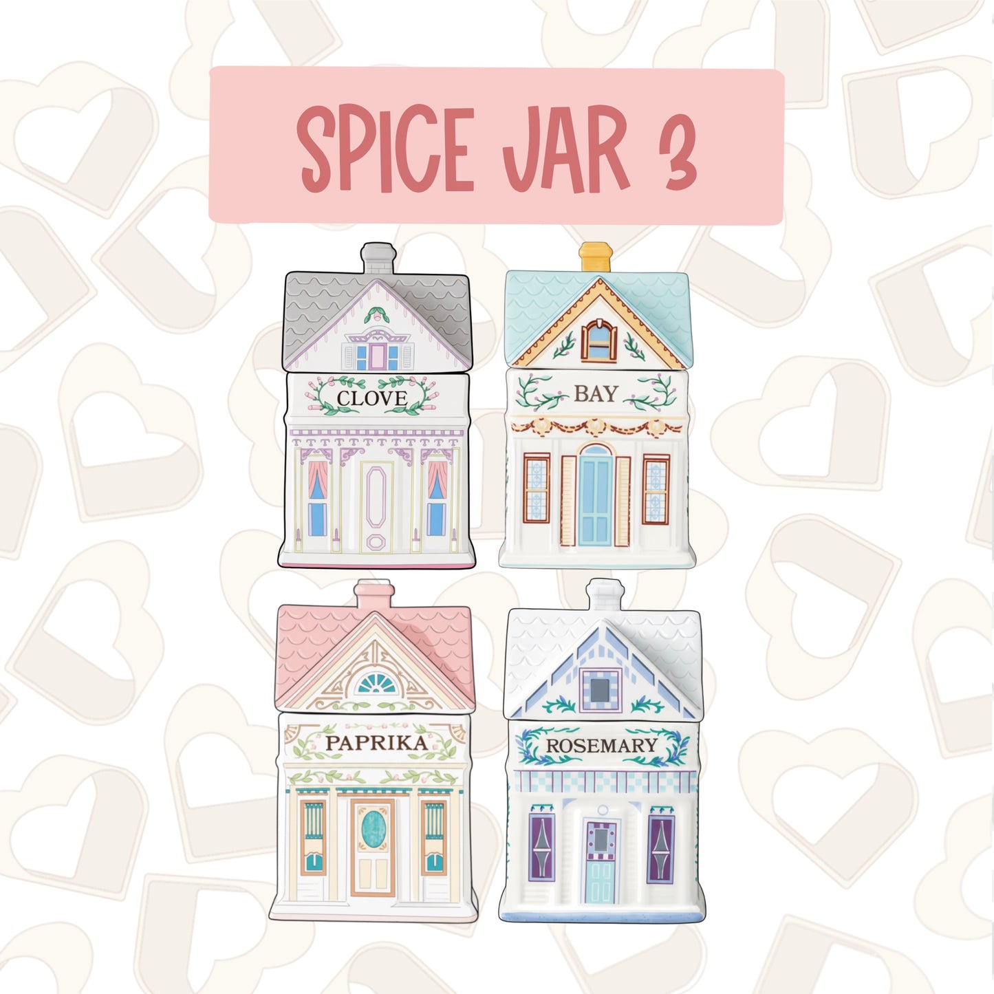 Vintage Spice Jars Cookie Cutters Set of 6