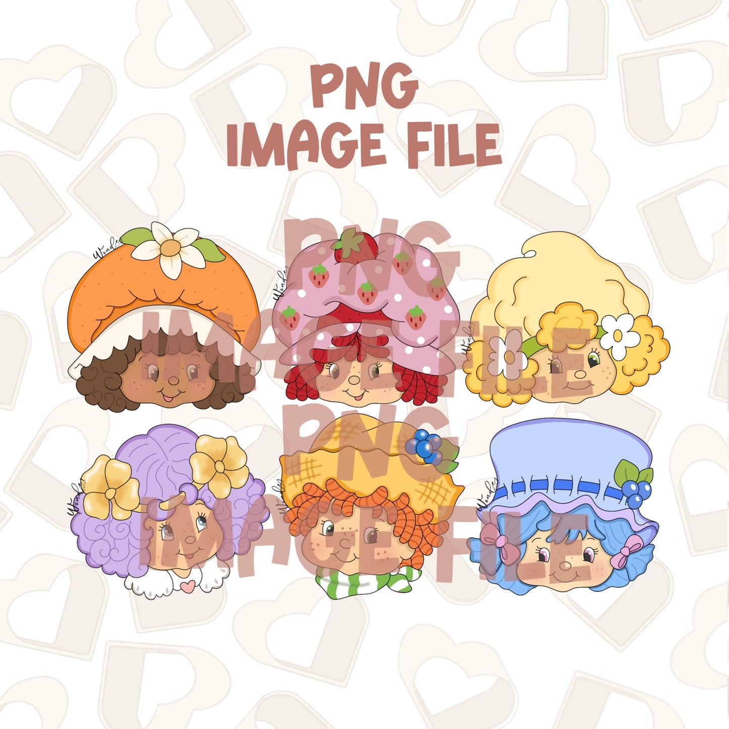 Fruity Friends Set of 6 - PNG Image File