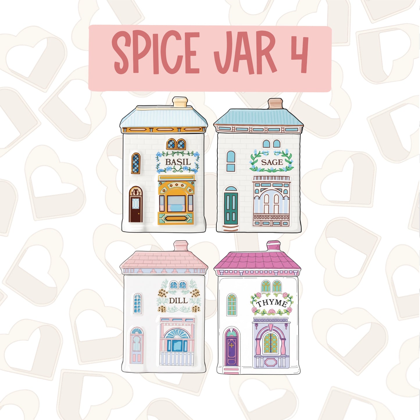 Vintage Spice Jars Cookie Cutters Set of 6