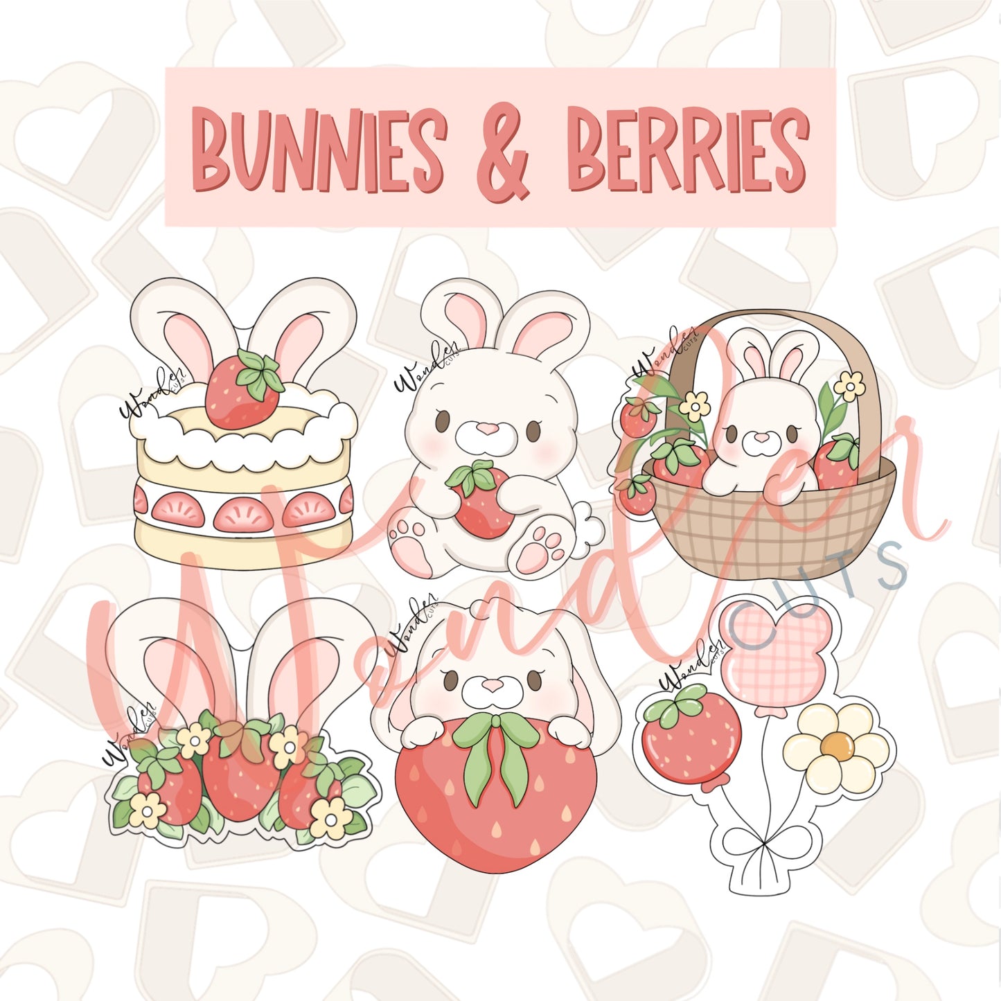 Bunnies and Berries Set Cookie Cutter- STL Files