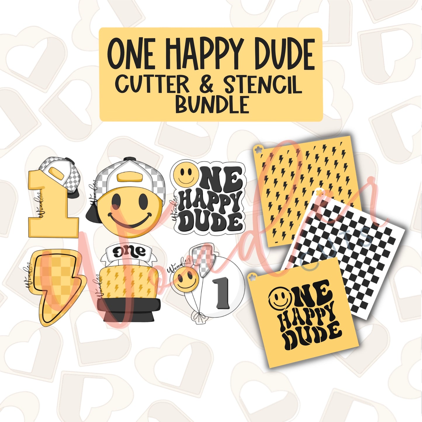 One Happy Dude Cookie Cutter & Stencil Bundle