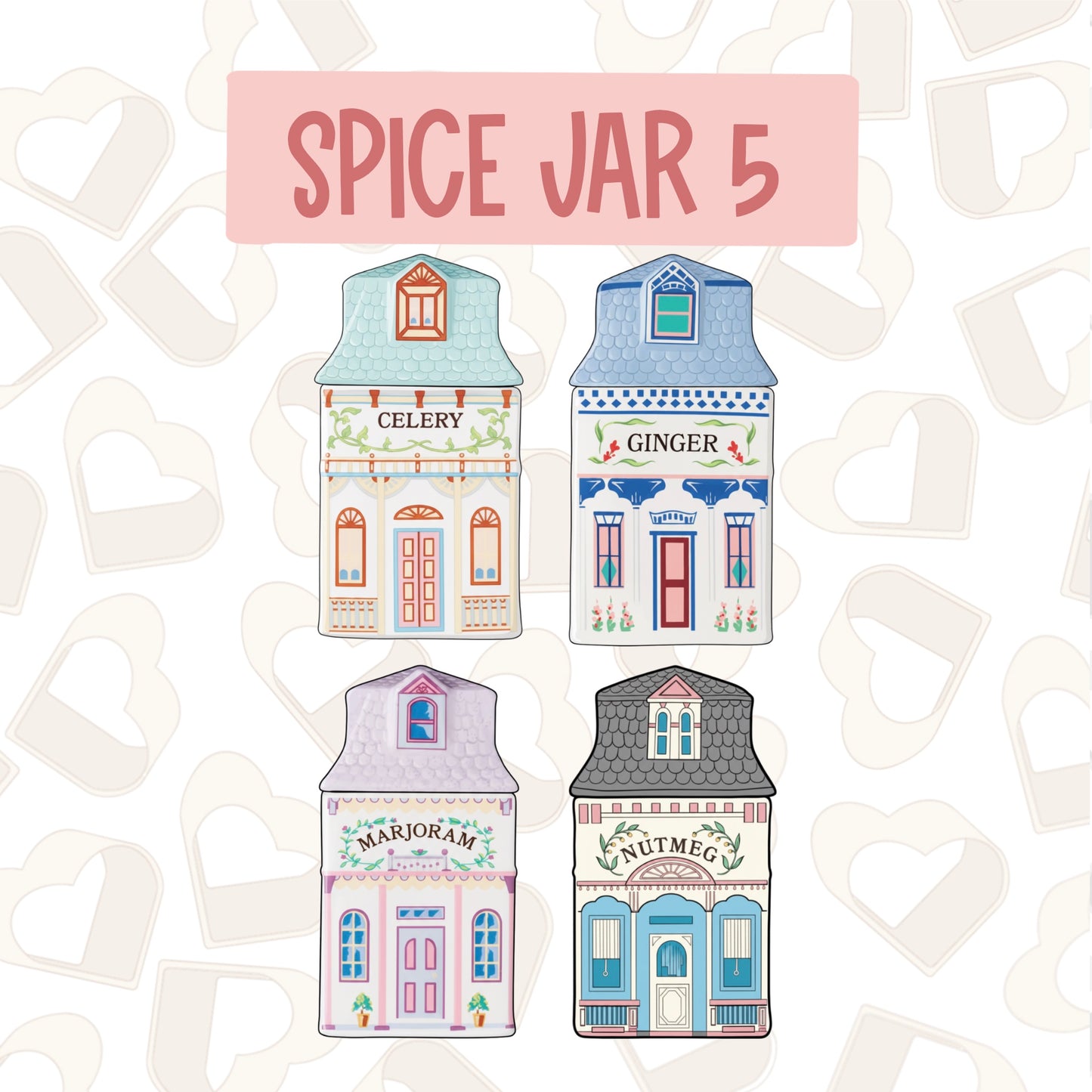 Vintage Spice Jars Cookie Cutters Set of 6