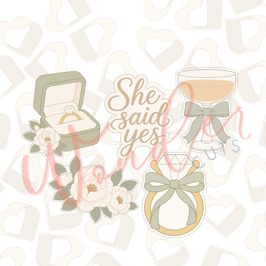 She Said Yes Bundle Cookie Cutters Set of 5