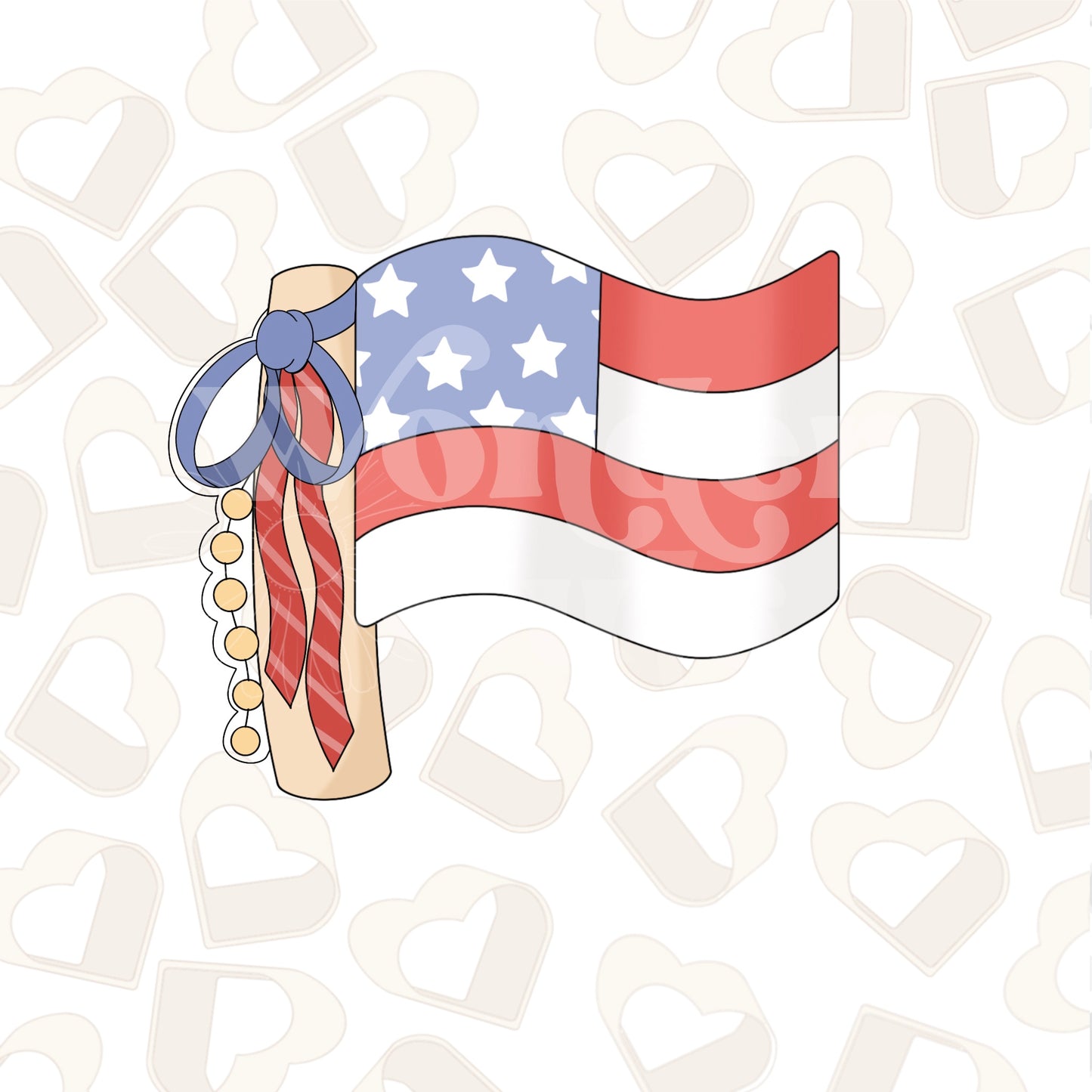 Waving Flag with Ribbons Cookie Cutter