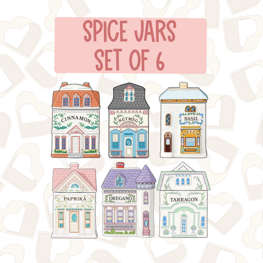 Vintage Spice Jars Cookie Cutters Set of 6